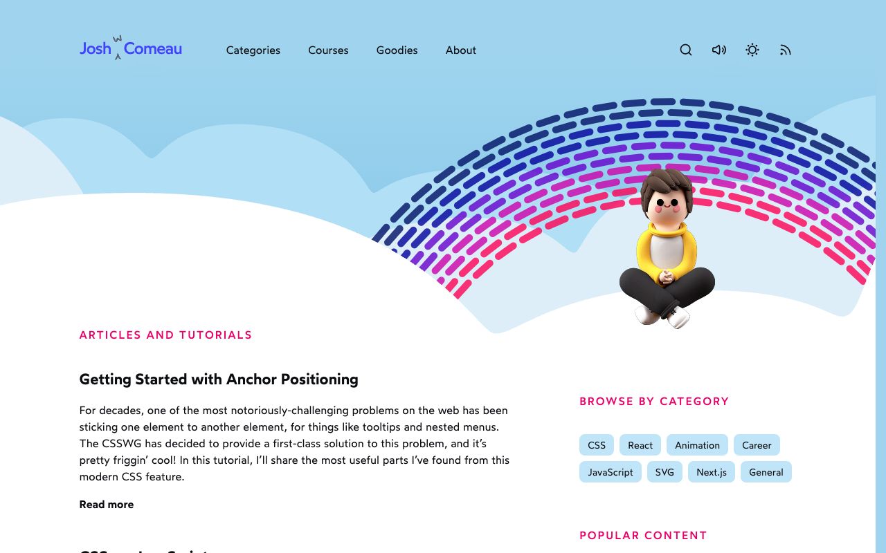 Josh W. Comeau’s blog home page